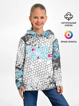 Детское худи / Игра в кальмара Неон