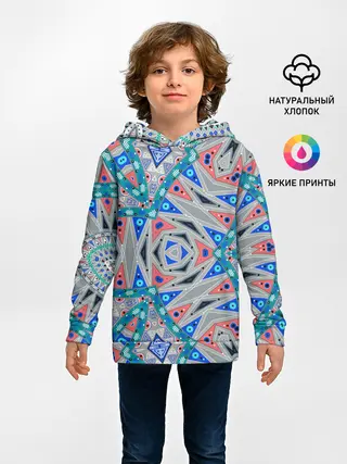 Детское худи / Серо-синий абстрактный узор