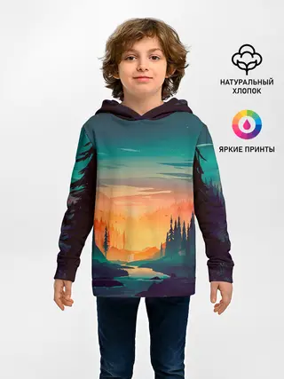 Детское худи / Закат Лес