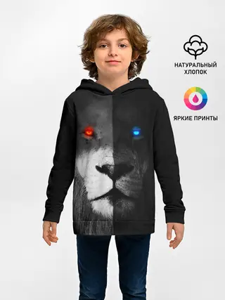 Детское худи / ЛЕВ - НЕОНОВЫЕ ГЛАЗА