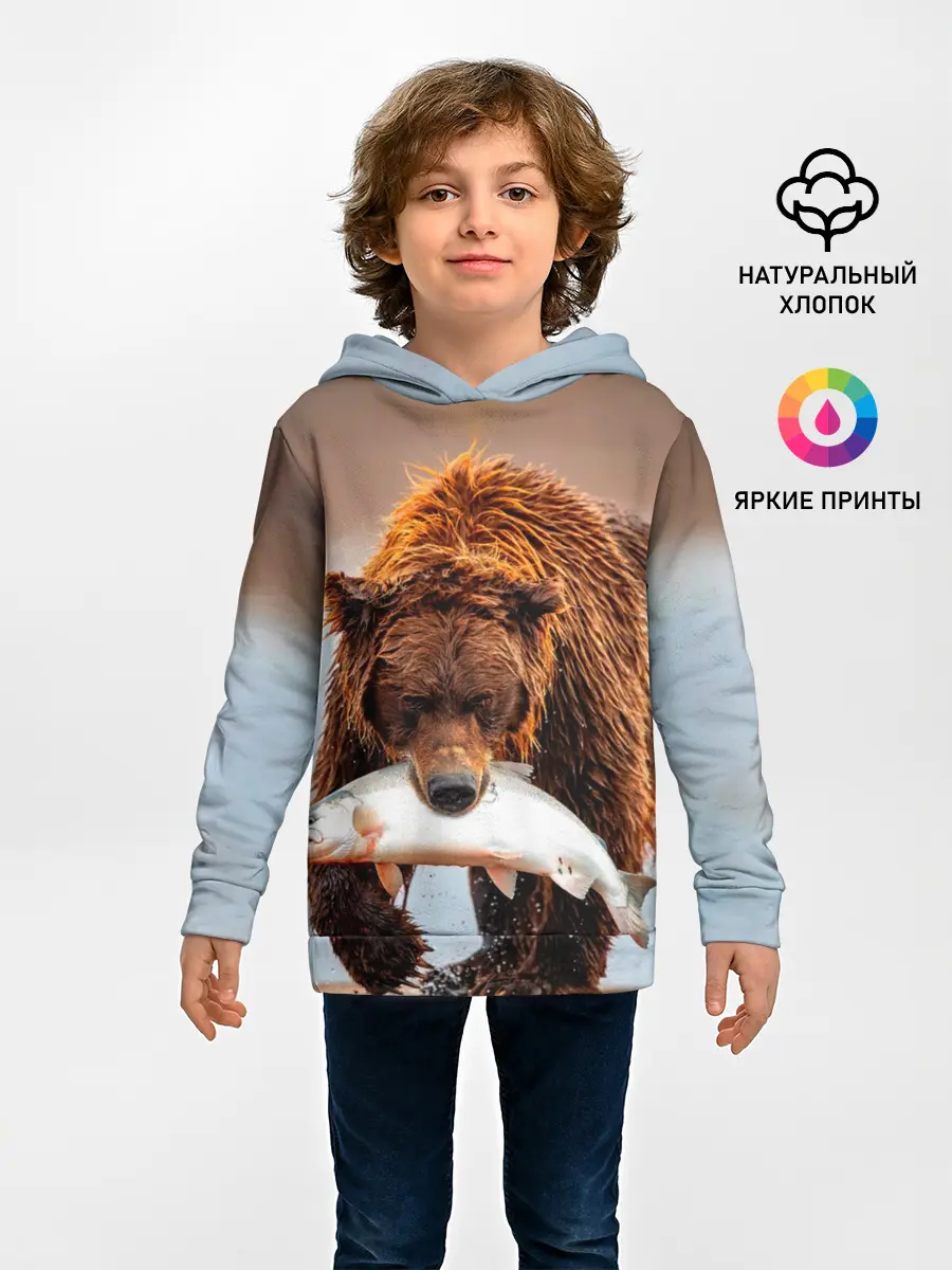 Детское худи / Медведь с рыбой во рту