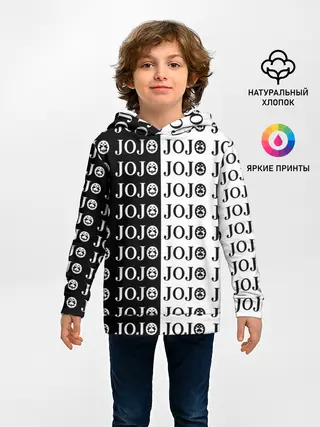 Детское худи / Логотип джо джо паттерн черно-белый