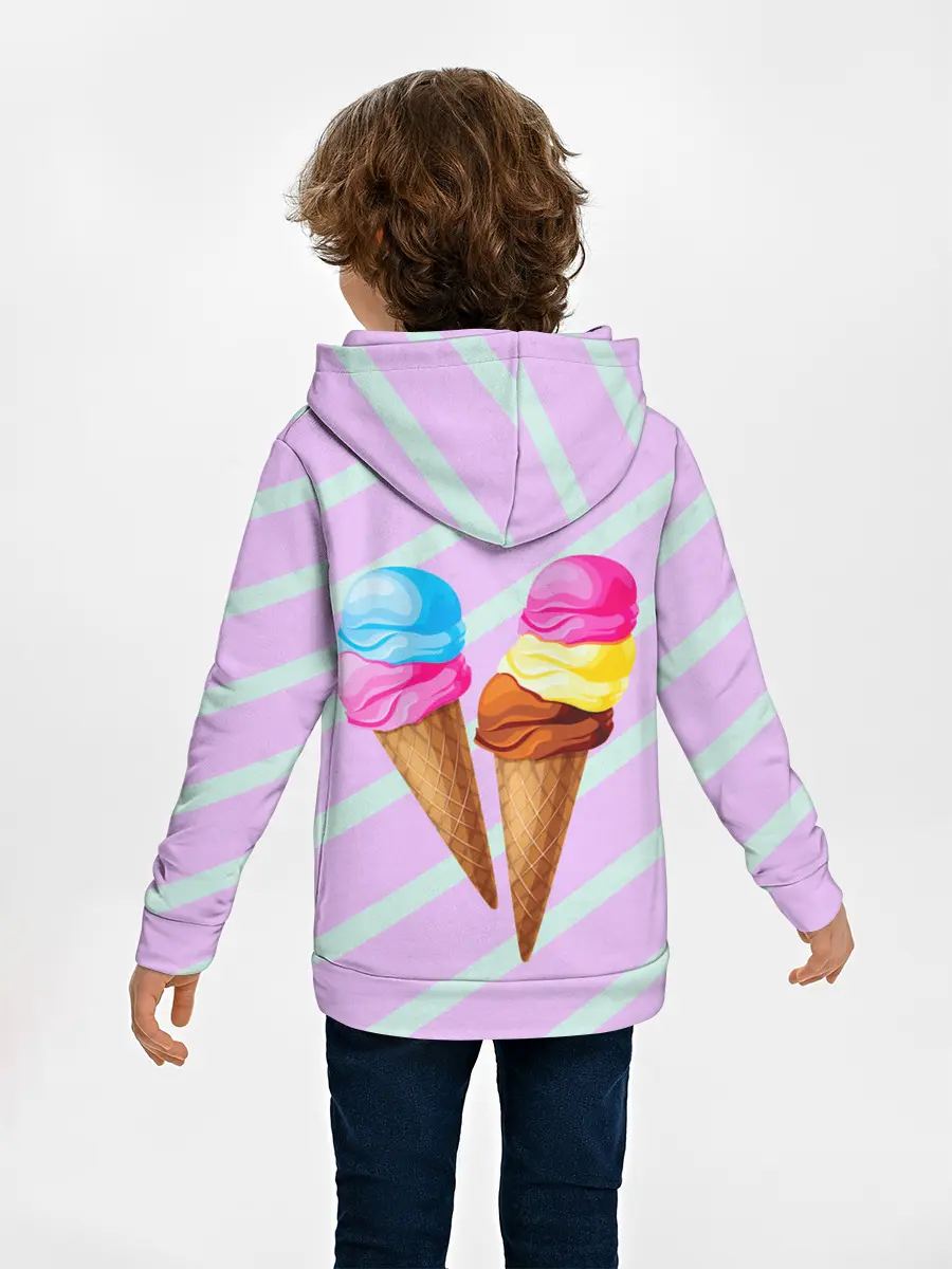 Детское худи / Мороженое графический фон