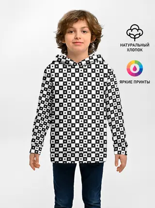 Детское худи / ШАХМАТНАЯ КЛЕТКА В ГОРОШЕК
