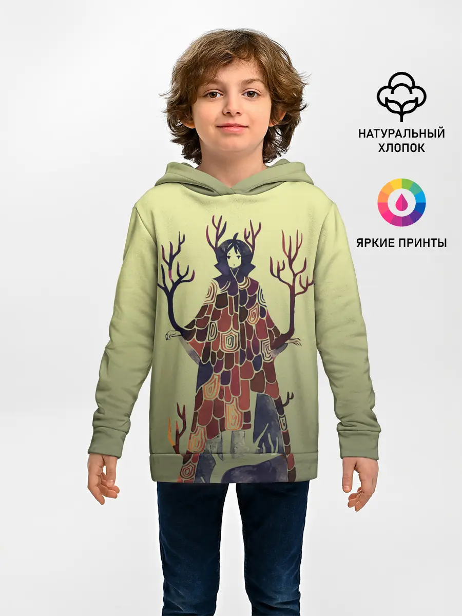 Детское худи / лесной волшебник акварель