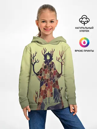 Детское худи / лесной волшебник акварель