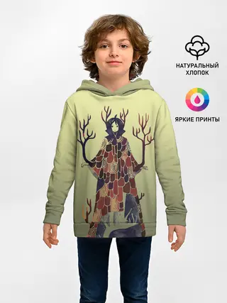 Детское худи / лесной волшебник акварель