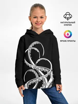 Детское худи / Octopus Black and White