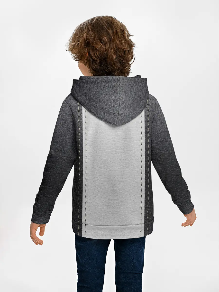 Детское худи / Черно белая кожа