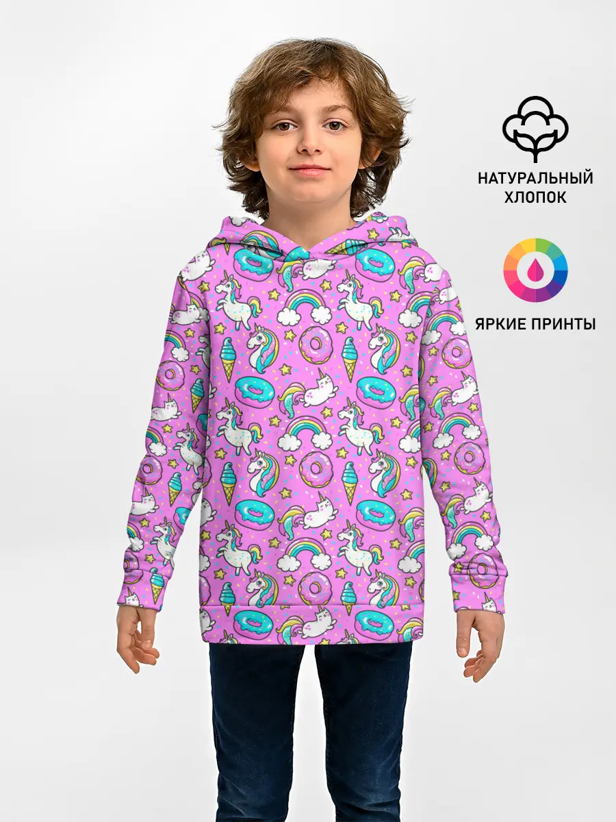 Детское худи / Единороги и пончики
