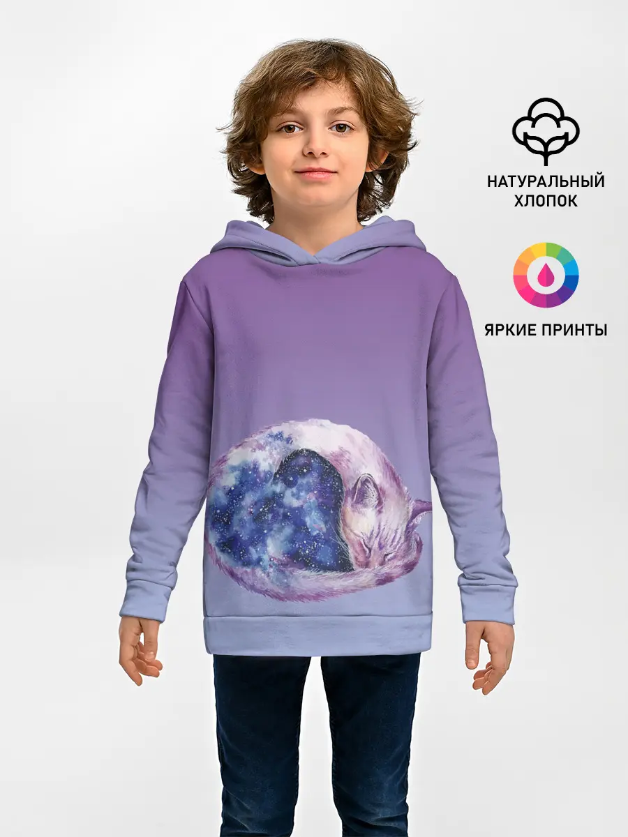 Детское худи / кот звездное небо спит