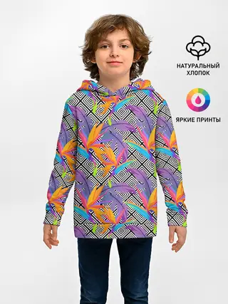 Детское худи / Тропические цветы и узоры