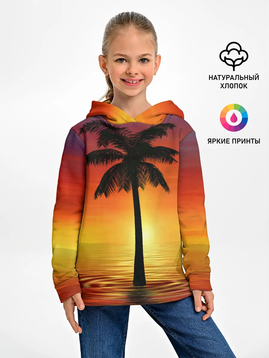 Детское худи / ТРОПИЧЕСКИЕ ПАЛЬМЫ.