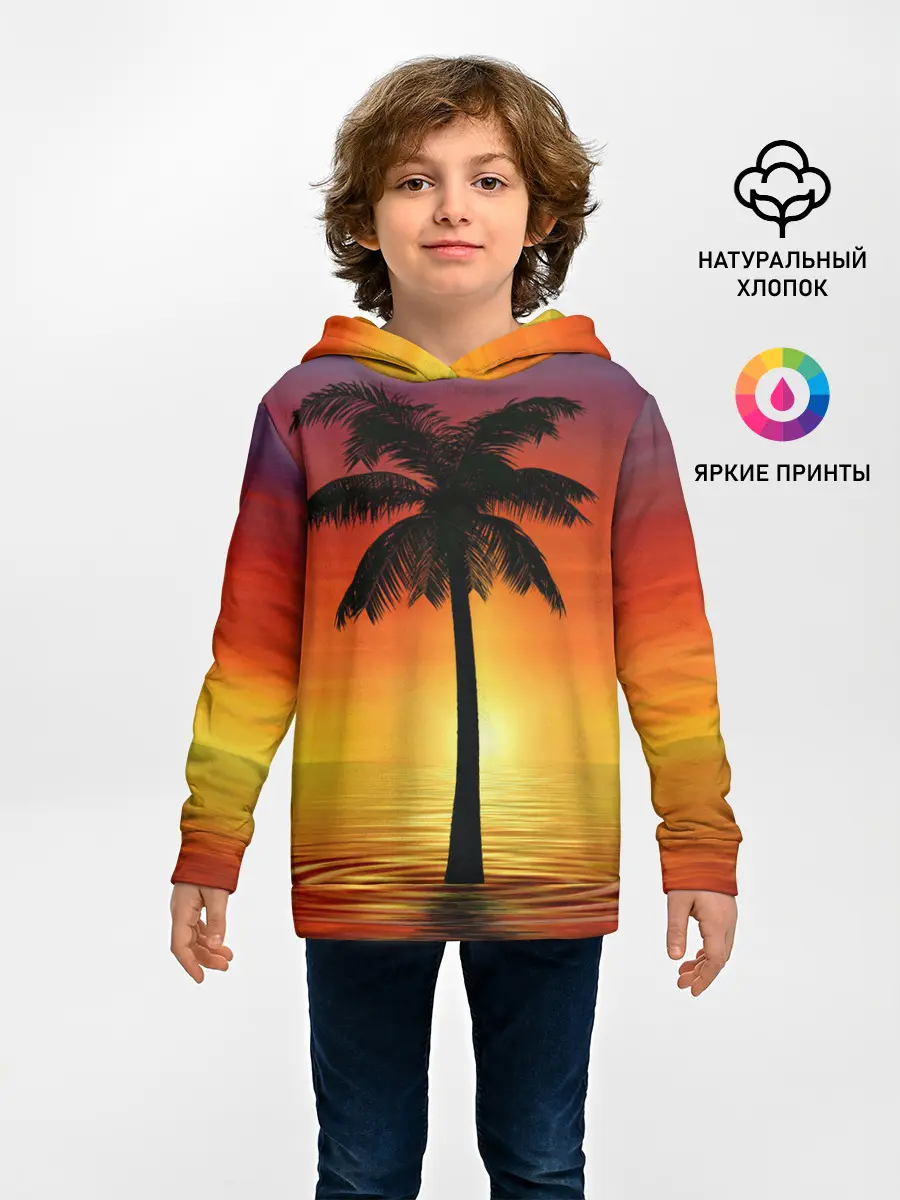 Детское худи / ТРОПИЧЕСКИЕ ПАЛЬМЫ.