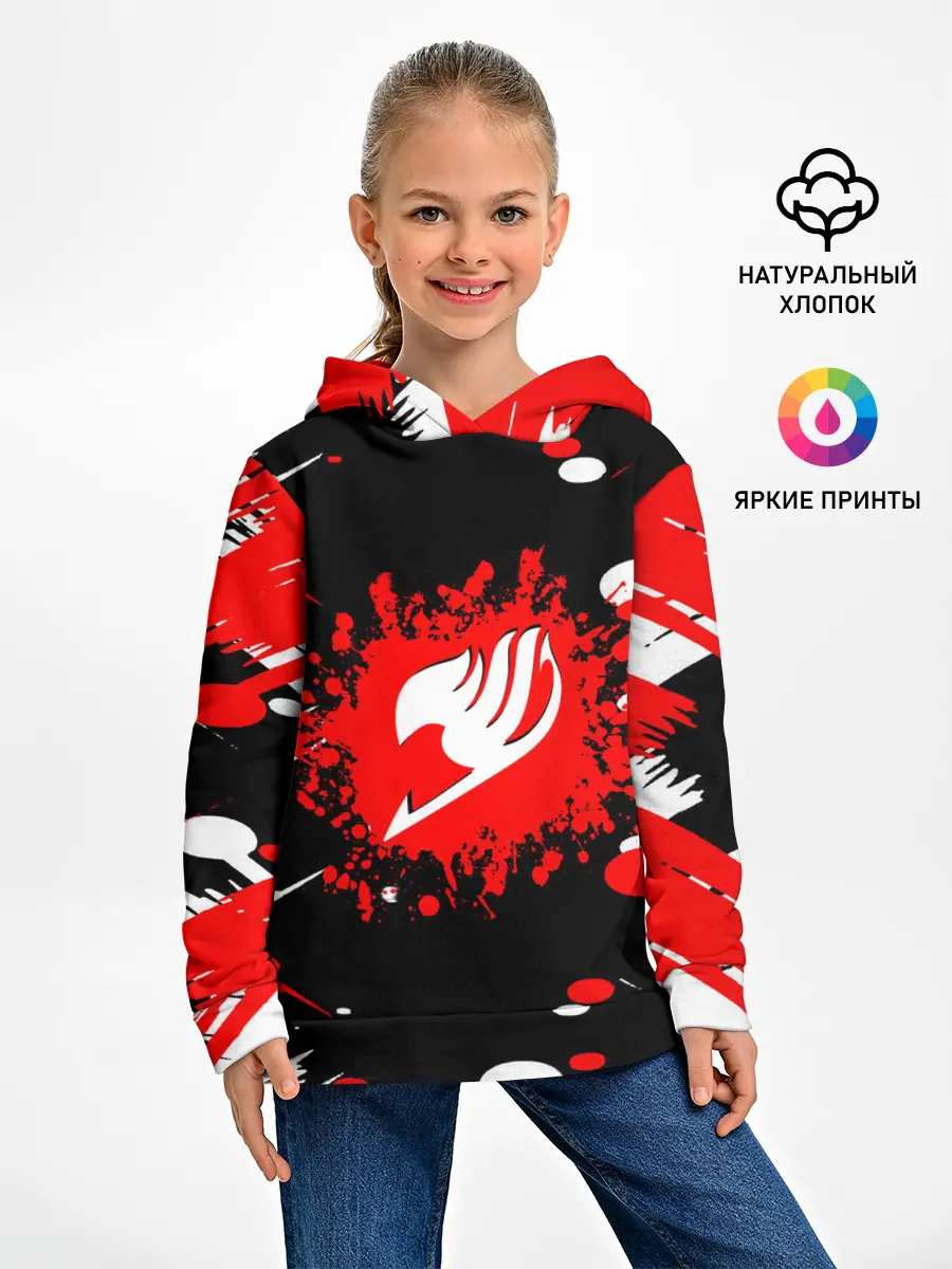 Детское худи / Хвост Феи красно-черная геометрия