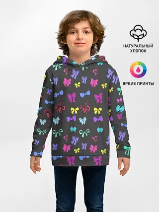 Детское худи / банты радужные на темно-сером