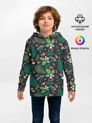 Детское худи / Лесные листочки цветочки