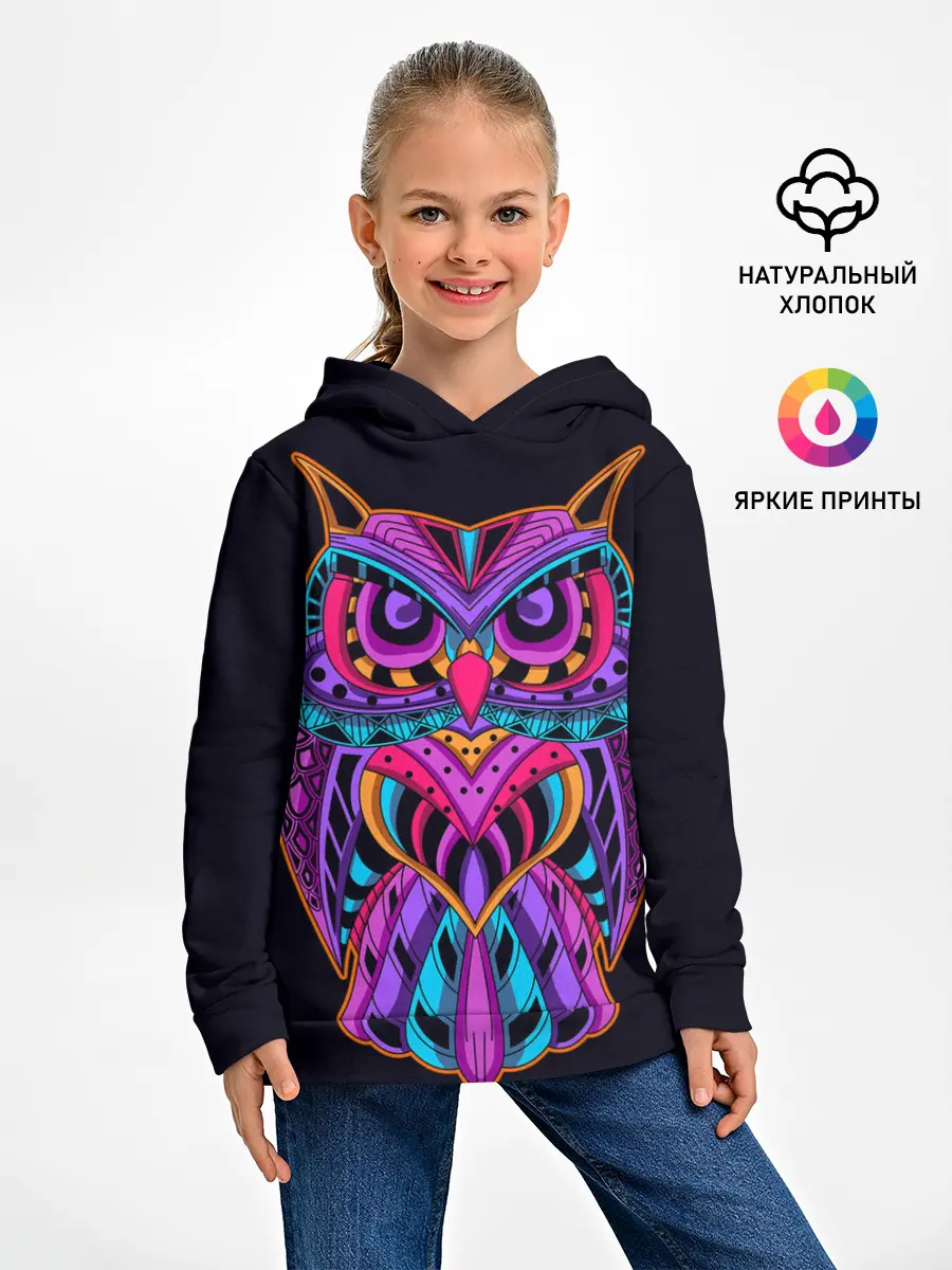 Детское худи / Неоновая ястребиная сова