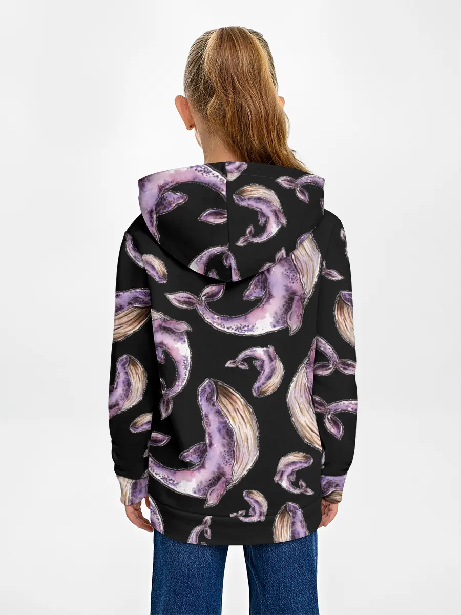 Детское худи / Лиловые киты