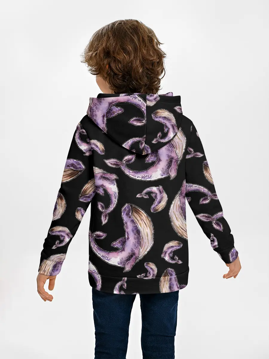 Детское худи / Лиловые киты