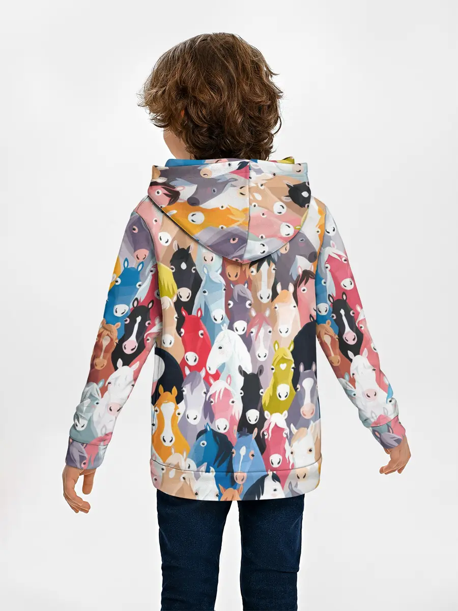 Детское худи / цветные лошади