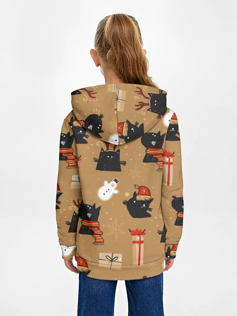 Детское худи / Черные новогодние коты