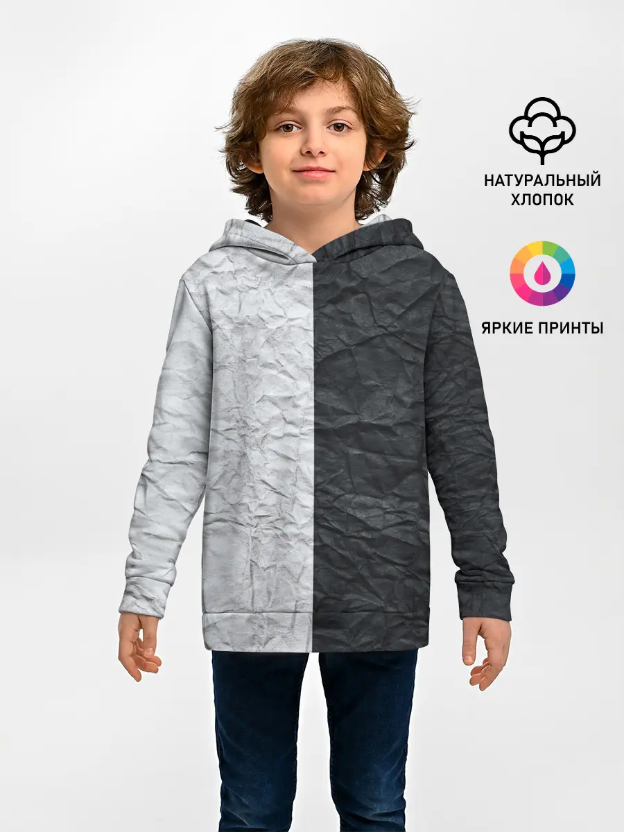 Детское худи / Мятая Черно-Белая Бумага