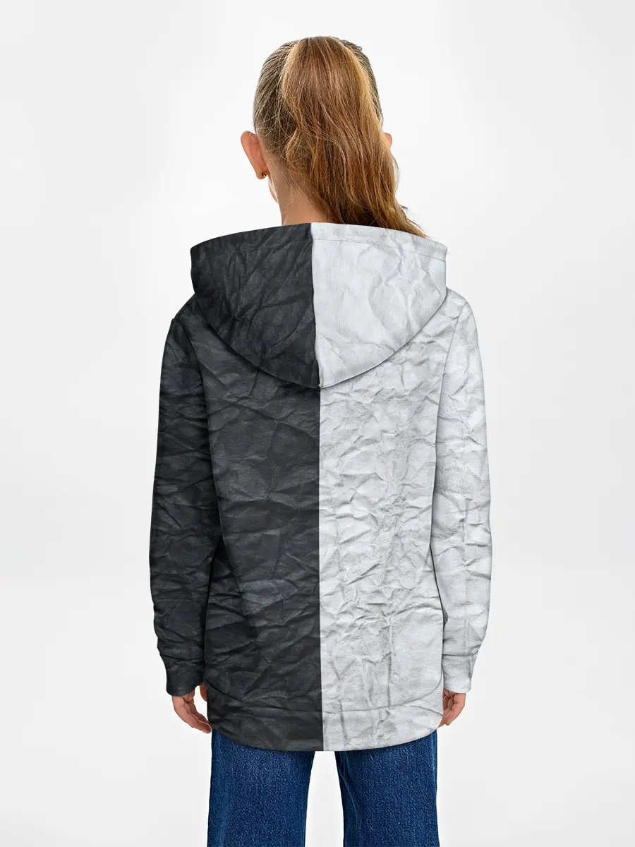 Детское худи / Мятая Черно-Белая Бумага