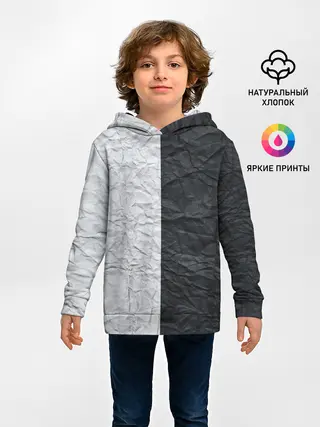 Детское худи / Мятая Черно-Белая Бумага