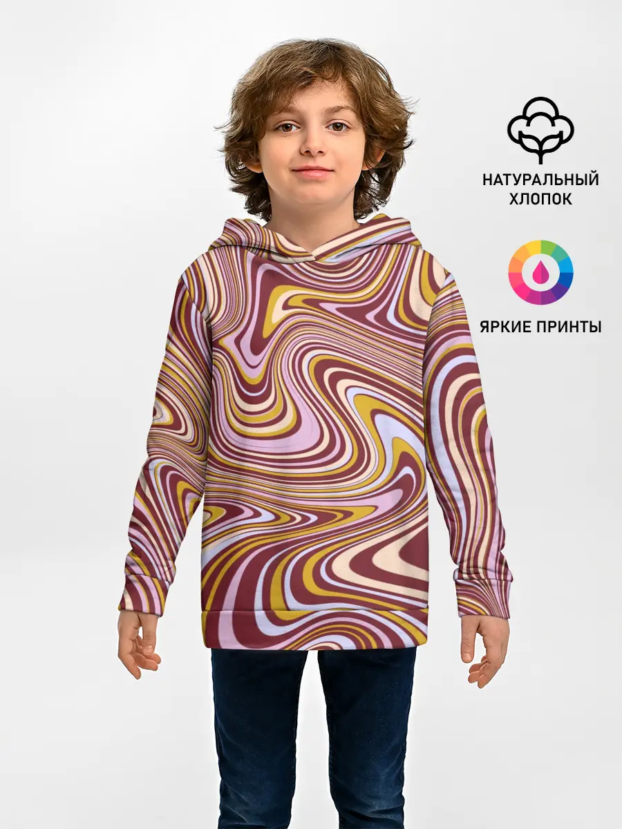 Детское худи / Красно-золотые разводы красок паттерн