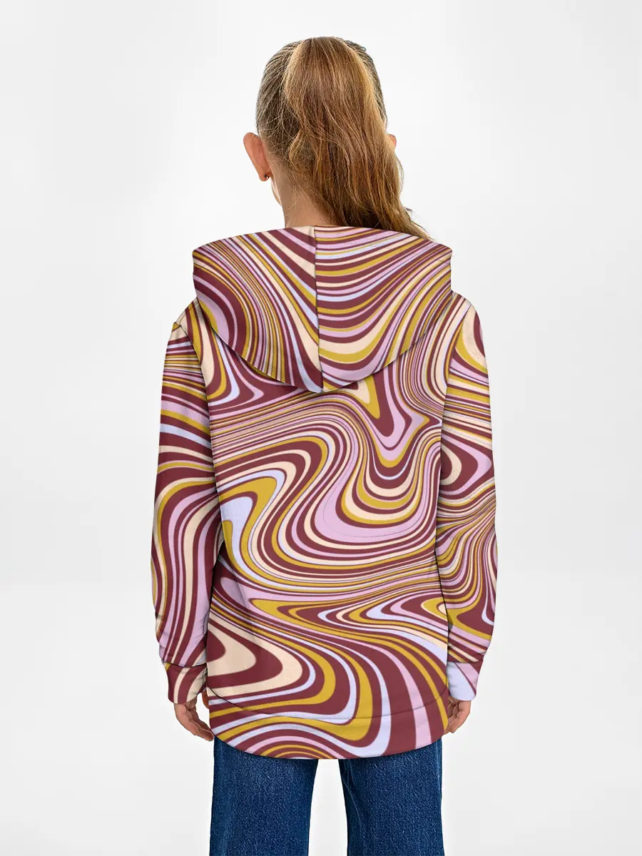 Детское худи / Красно-золотые разводы красок паттерн