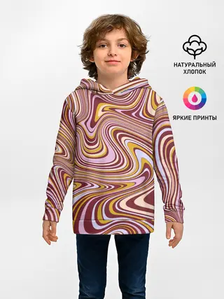 Детское худи / Красно-золотые разводы красок паттерн