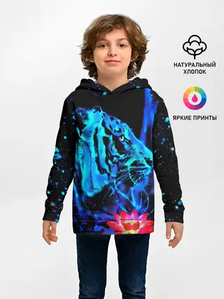 Детское худи / Синий водяной тигр