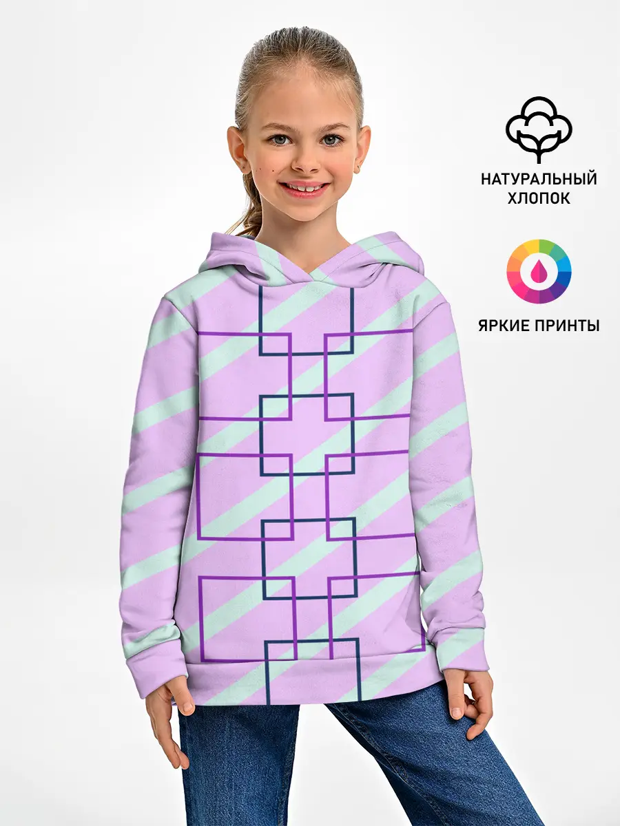 Детское худи / графический: клетка полоска