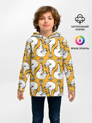 Детское худи / Белая кошка и корм
