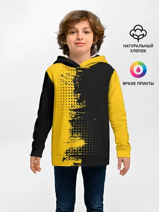 Детское худи / ЧЕРНО ЖЕЛТЫЙ ГРАНЖ | GRUNGE