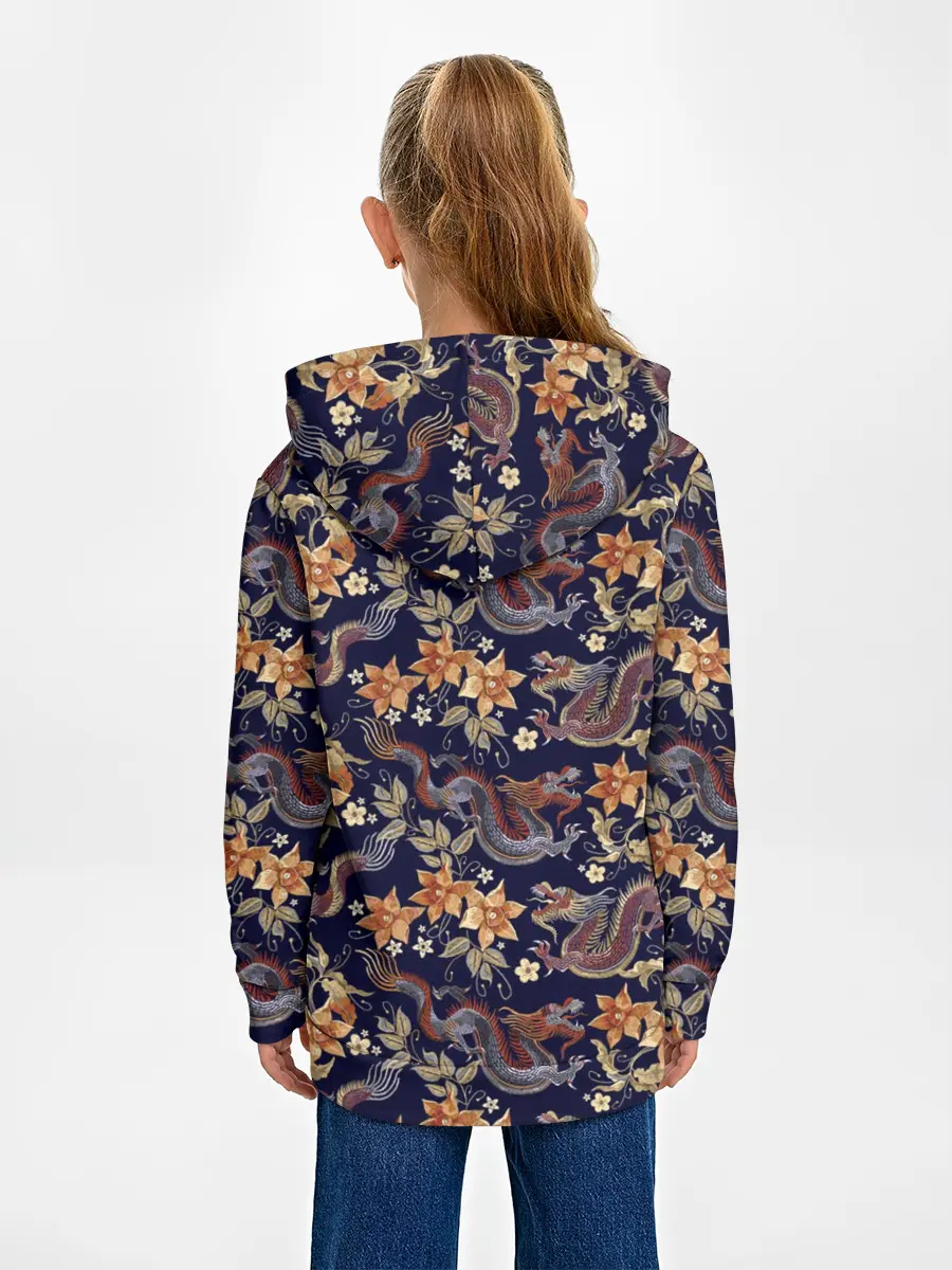 Детское худи / Драконы и цветы