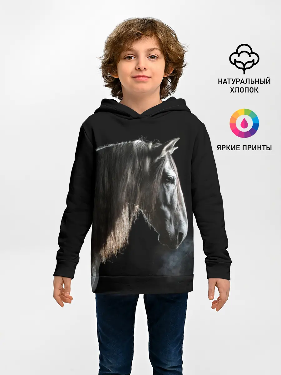 Детское худи / Серный в яблоках конь