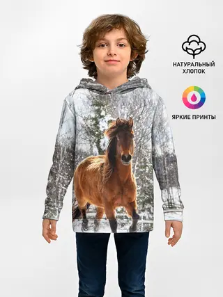 Детское худи / Конь и снег