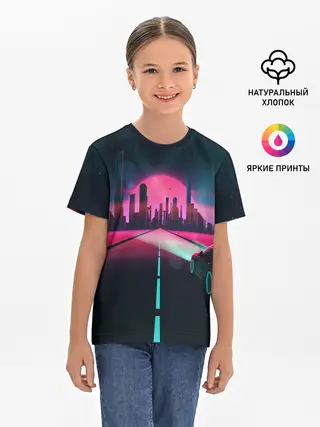 Детская базовая футболка / НЕОНОВЫЙ ГОРОД