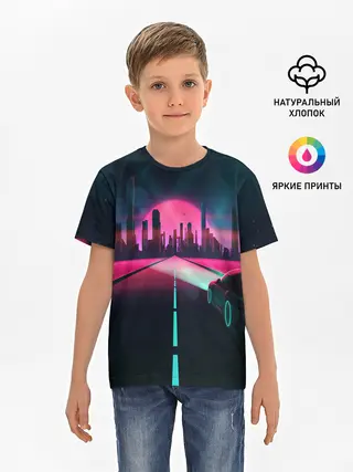 Детская базовая футболка / НЕОНОВЫЙ ГОРОД