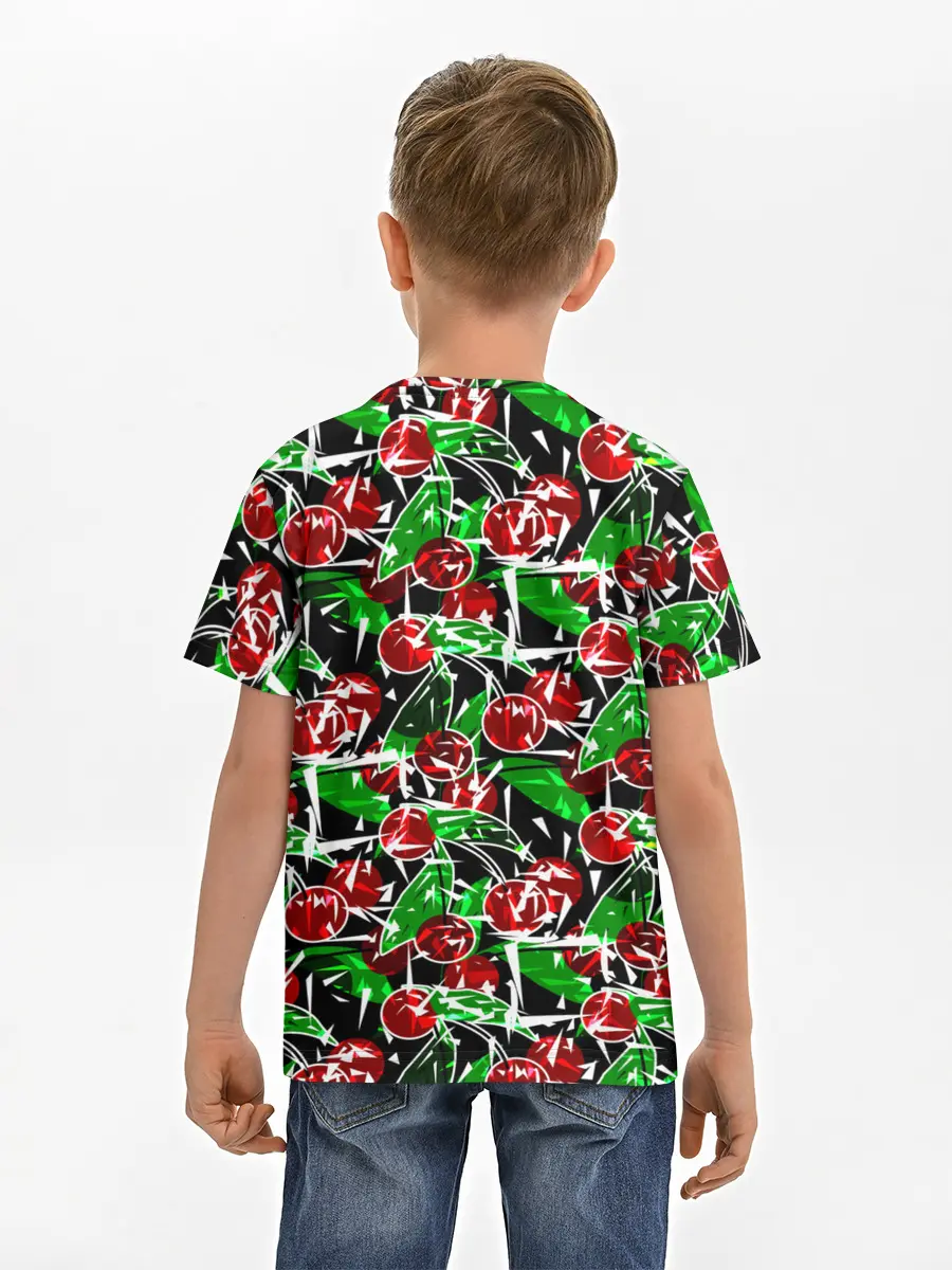 Детская базовая футболка / Абстрактный узор спелая вишня