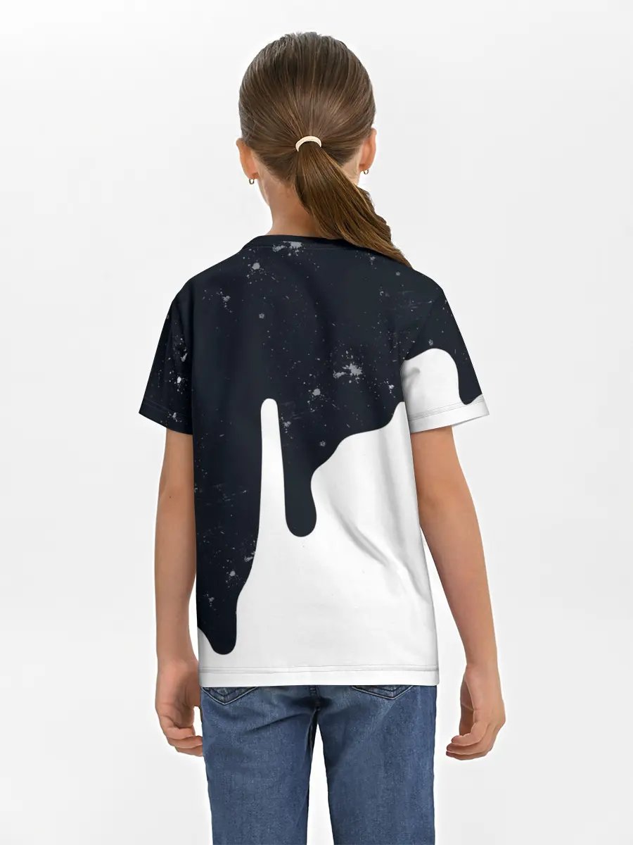 Детская базовая футболка / Черно-белый