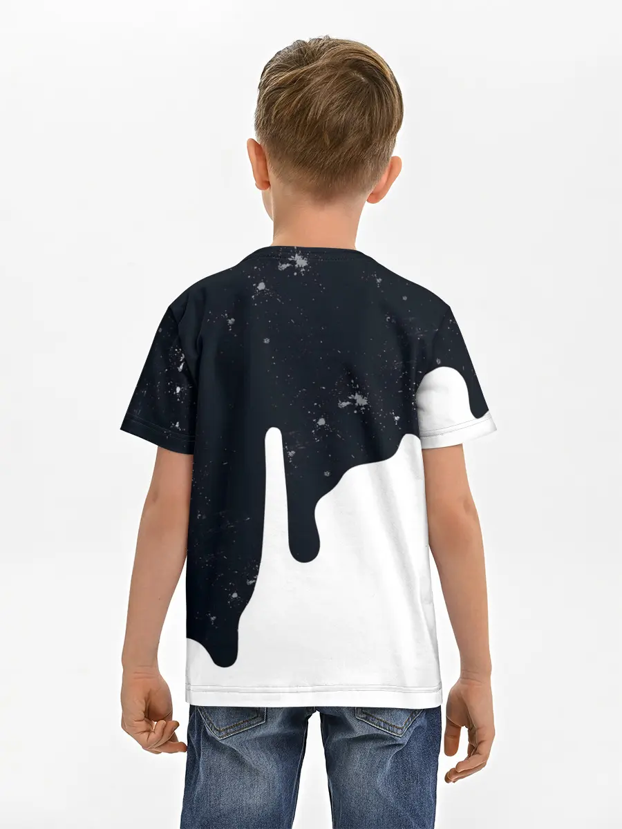 Детская базовая футболка / Черно-белый