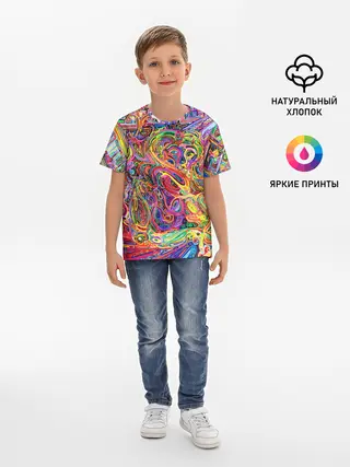 Детская базовая футболка / НЕОНОВЫЕ ЛИНИИ / АБСТРАКЦИЯ