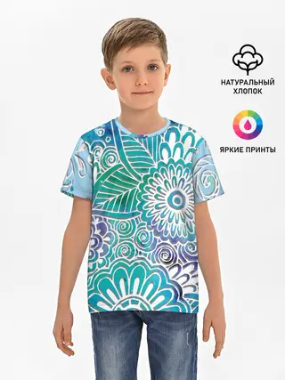 Детская базовая футболка / цветочный узор