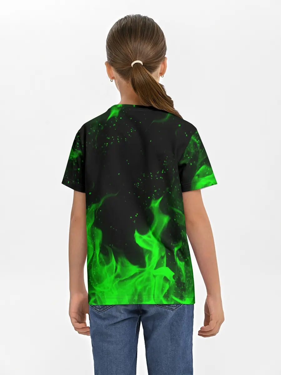 Детская базовая футболка / ЗЕЛЁНЫЙ ОГОНЬ | GREEN FIRE