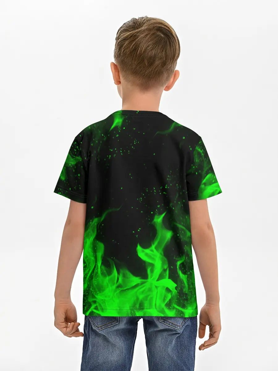 Детская базовая футболка / ЗЕЛЁНЫЙ ОГОНЬ | GREEN FIRE