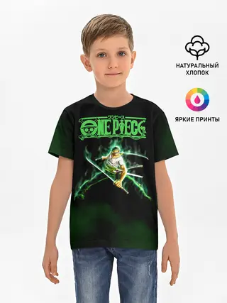 Детская базовая футболка / Огненный Ророноа Зоро | One Piece