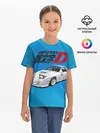 Детская базовая футболка / Initial D машина на голубом фоне